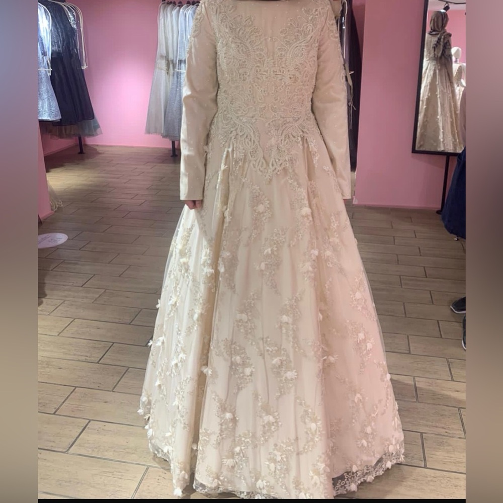 Champagne colored evening gown
